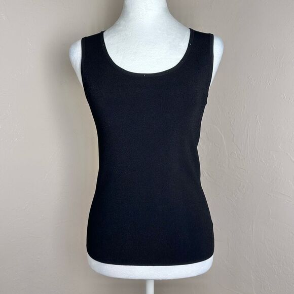 Akris Punto Stretch Viscose Knit Black Sleeveless Shell Tank w/ Crystal Detail 4 - Picture 2 of 14